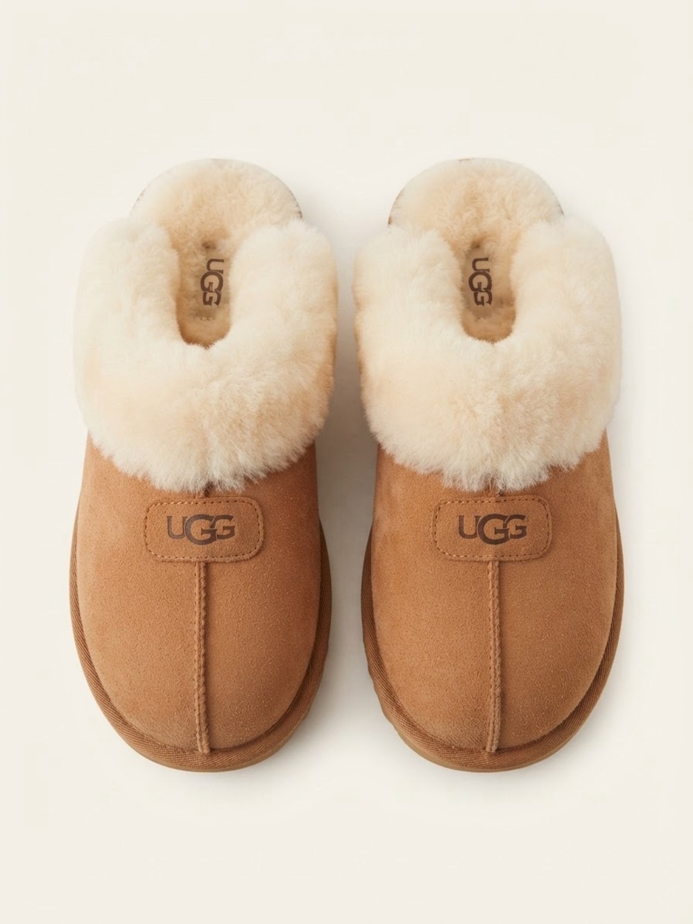 UGG Chestnut Suede Slip-On Shearling Clog Slippers size 9